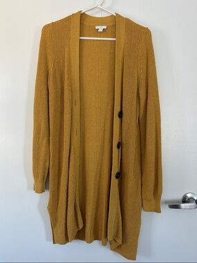 J. Jill Long Open-Front Cardigan in Mustard